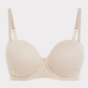 MICROFIBER & LACE PUSH-UP MULTIWAY STRAPLESS BRA